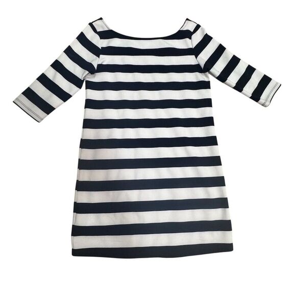GUC Women's Navy White Striped Shift Dress 3/4 Sleeve - Picture 1 of 4